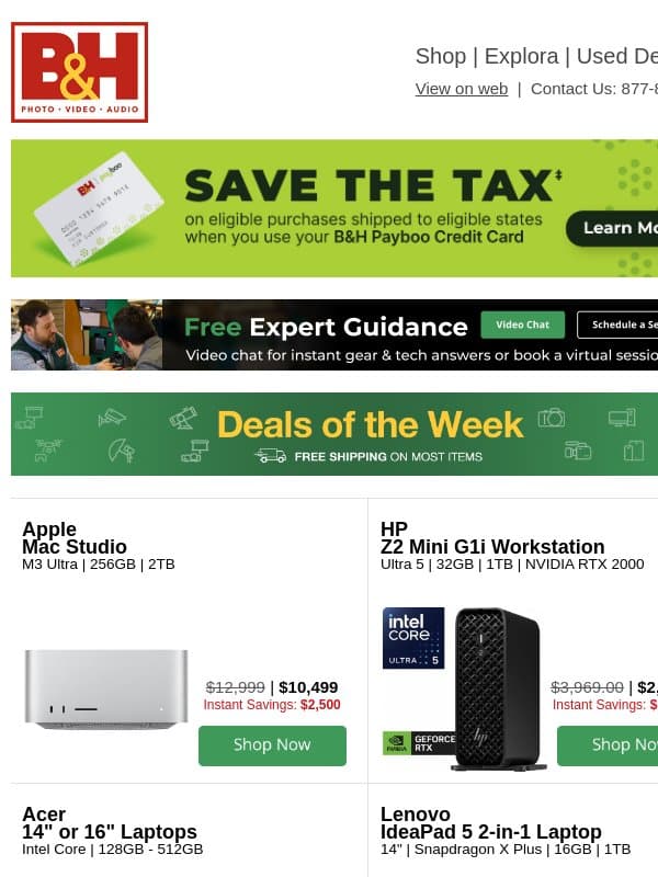 π₯ Weekly Deals Just Dropped! email from B&H Photo Video Pro Audio