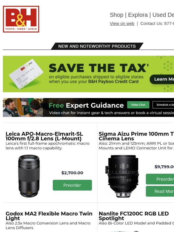 New Gear from Leica, Sigma, Hollyland & More + Intro to Podcasting Cameras! email from B&H Photo Video Pro Audio