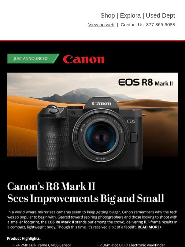 Canon’s R8 Mark II Sees Improvements Big and Small email from B&H Photo Video Pro Audio