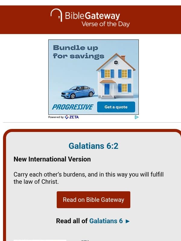 Verse of the Day - October 23, 2026 email from Bible Gateway