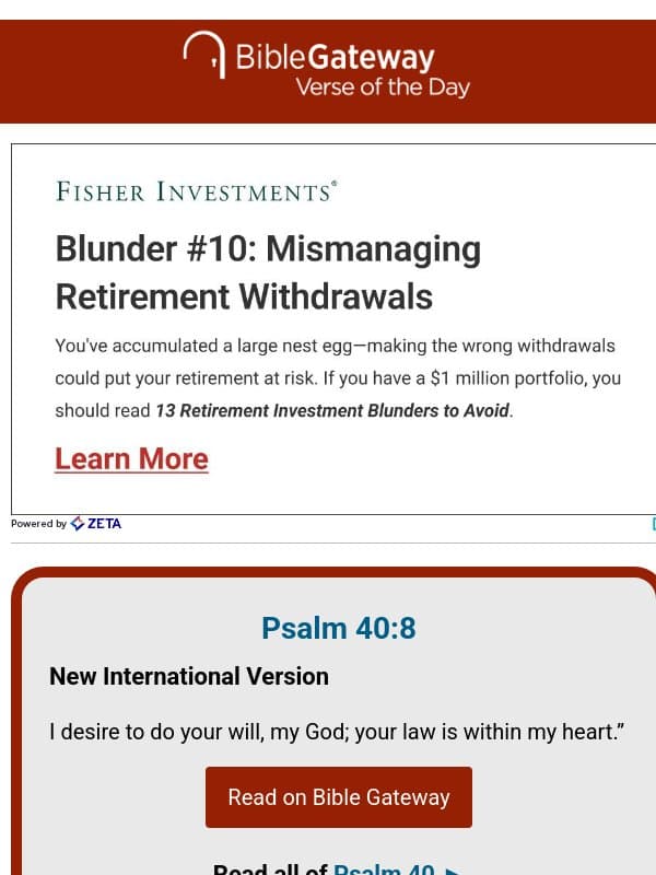 Verse of the Day - October 21, 2026 email from Bible Gateway
