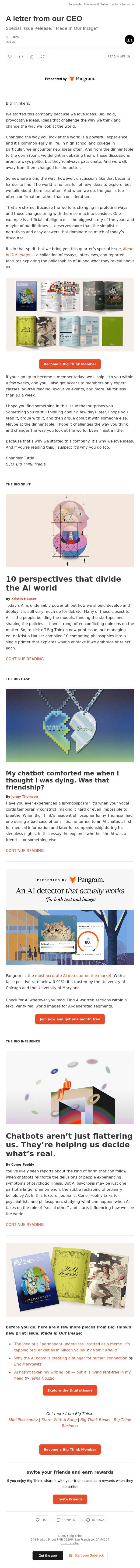A letter from our CEO email from Big Think screenshot