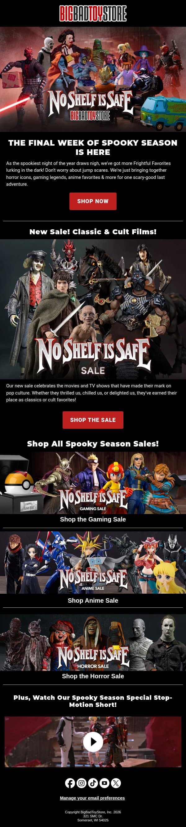 Beware! Your shelf has nowhere to hide! email from BigBadToyStore screenshot