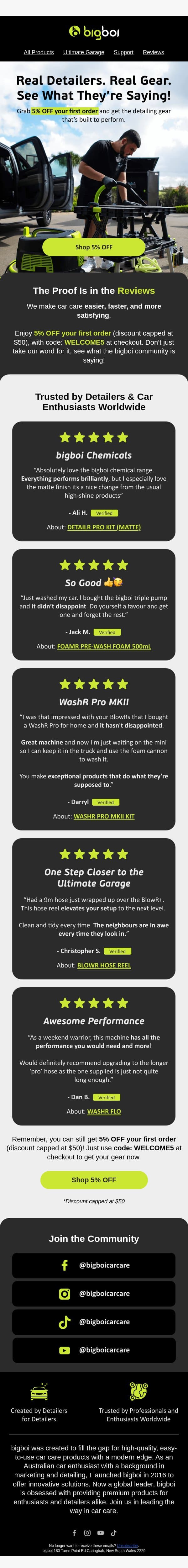 💬 Don’t Just Take Our Word for It email from bigboi Car Care screenshot