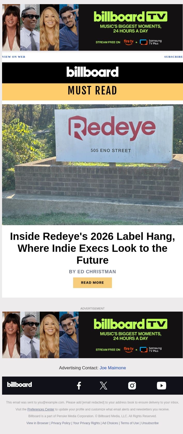 Go Inside Redeye's 2026 Label Hang, Where Indie Execs Look to the Future email from Billboard screenshot