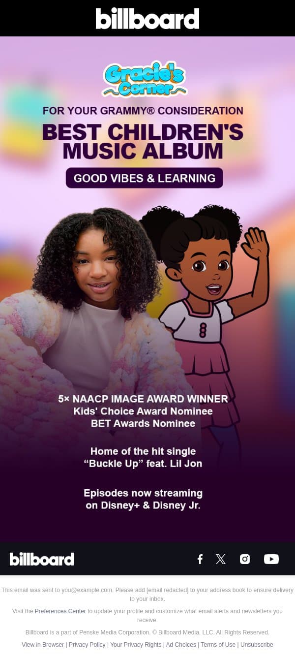 Message from Virgin Music Group email from Billboard screenshot