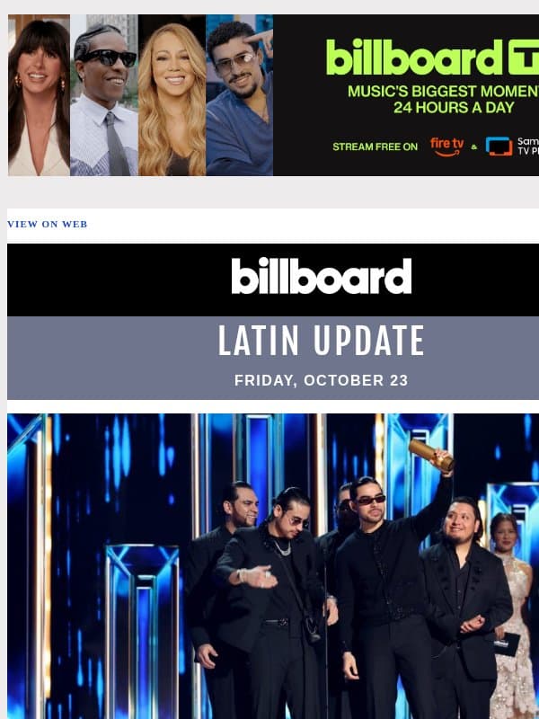 Fuerza Regida Wins Big at Billboard Latin Music Awards, Anuel AA Announces New Albums at Latin Music Week, and More in This Week’s Latin Update email from Billboard