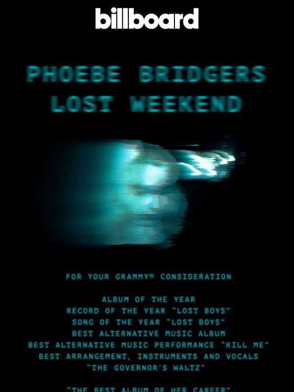 Phoebe Bridgers: For Your GRAMMY® Consideration email from Billboard