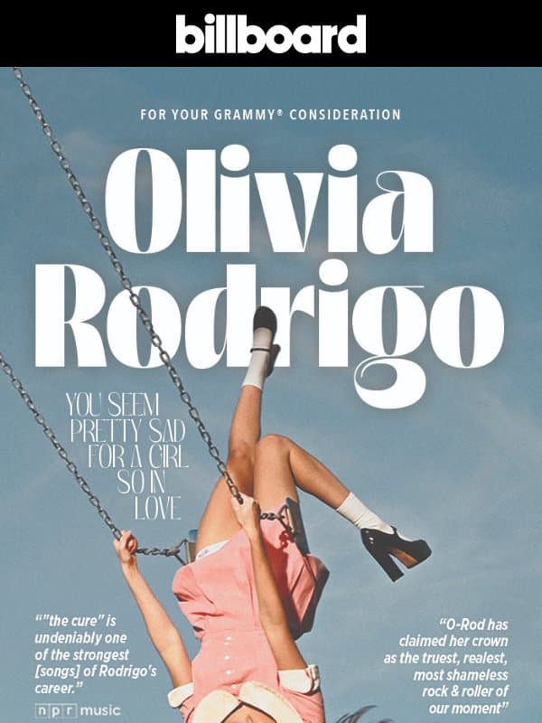 Olivia Rodrigo: For Your GRAMMY® Consideration email from Billboard