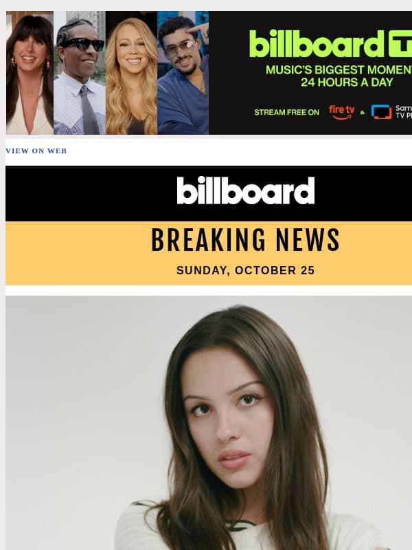 Olivia Rodrigo’s ‘You Seem Pretty Sad for a Girl So in Love’ Returns to No. 1 on Billboard 200 email from Billboard