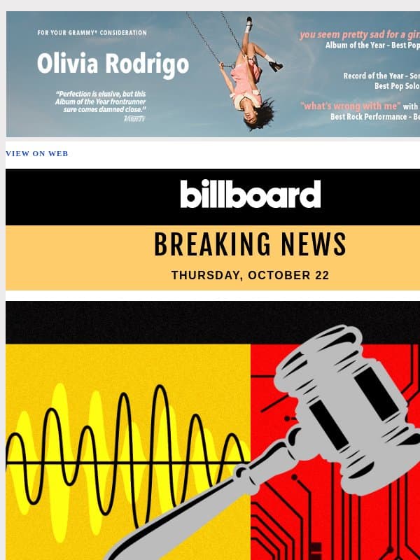 Reservoir Sues Suno & Anthropic in Latest Lawsuits Over AI Music: 'Meant to Replace the Artists' email from Billboard
