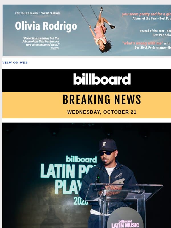 Ozuna Inks Publishing Deal With EMPIRE email from Billboard