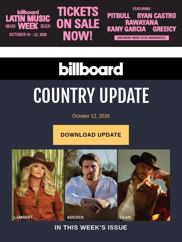 Miranda Lambert, Gavin Adcock Slide New Albums Into Country’s Top 10 email from Billboard