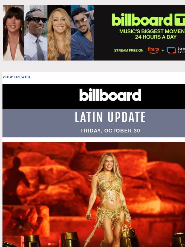 Top-Grossing Latin Touring Acts of All Time, Billboard Latin Music Awards 2026 Scores Big in Ratings, and More in This Week’s Latin Update email from Billboard
