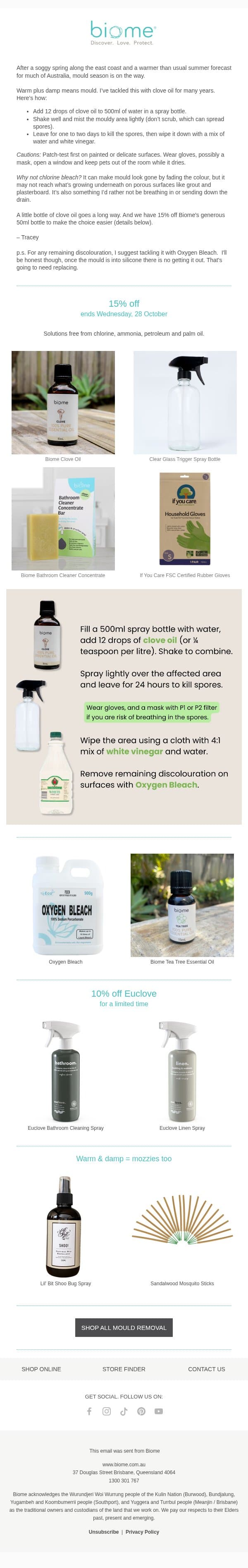 Mould season’s here early (here’s my fix) email from Biome Eco Stores screenshot