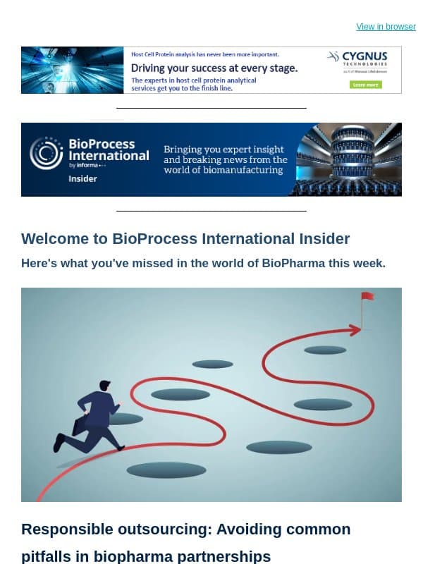 Responsible outsourcing: Avoiding common pitfalls in biopharma partnerships email from BioProcess International