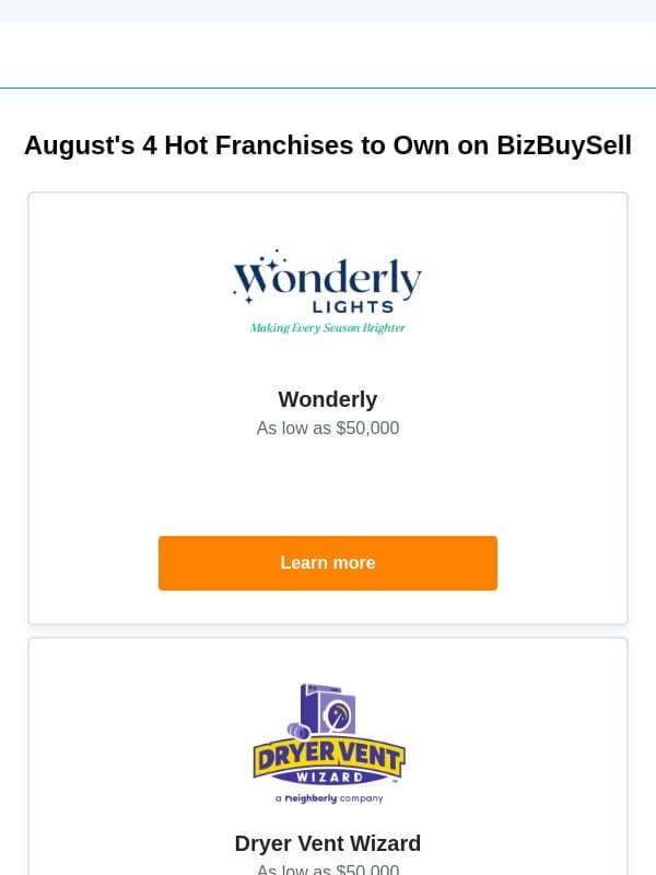 4 Hot Franchises to Own on BizBuySell for August 2026 email from BizBuySell