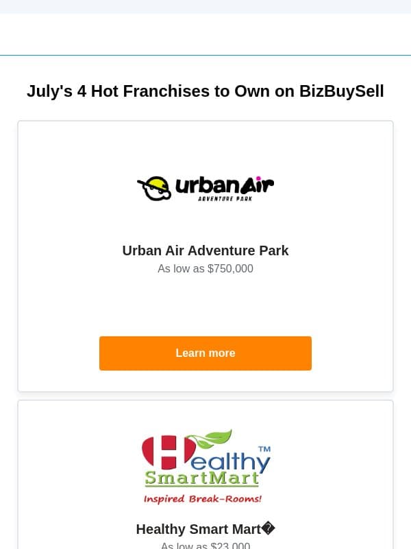 4 Hot Franchises to Own on BizBuySell for July 2026 email from BizBuySell