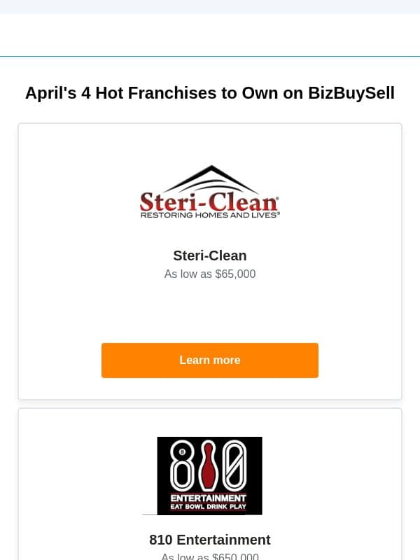 4 Hot Franchises to Own on BizBuySell for April 2026 email from BizBuySell