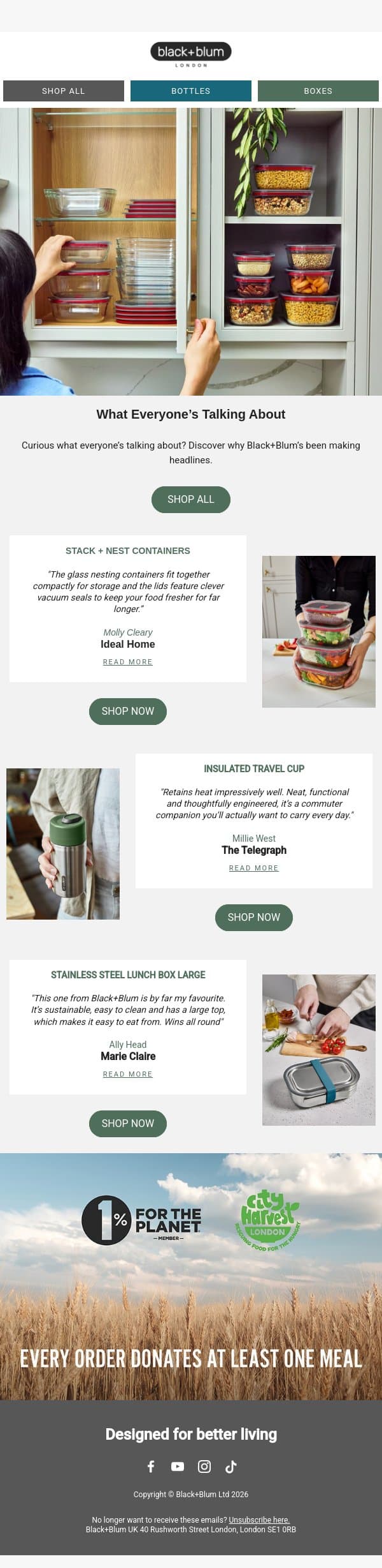The designs getting everyone talking email from Black+Blum screenshot