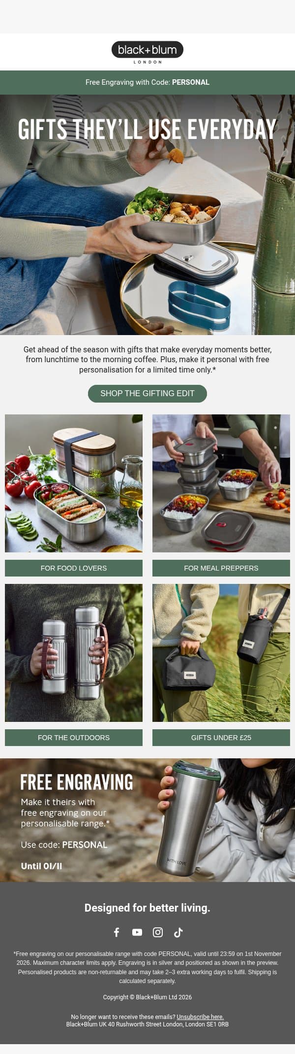 Get a head start on gifting email from Black+Blum screenshot