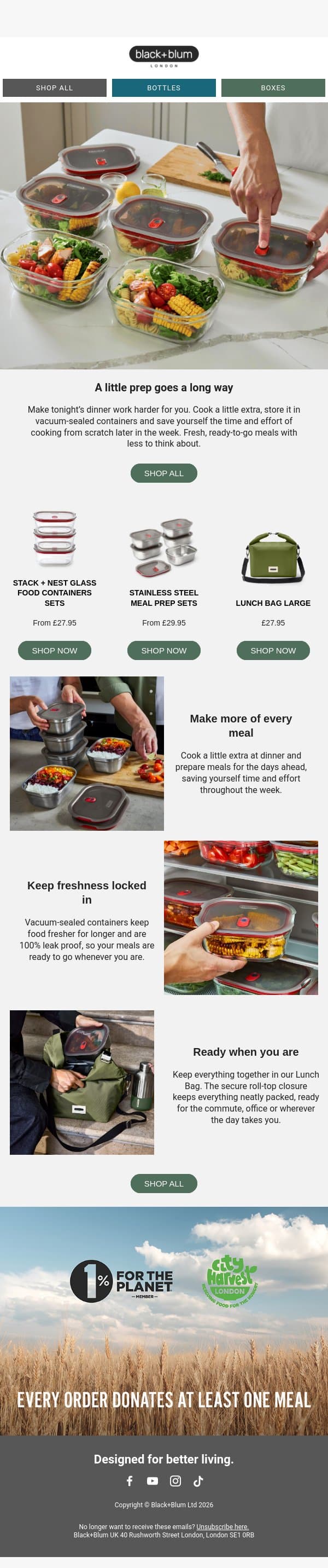 The secret to easier lunches email from Black+Blum screenshot