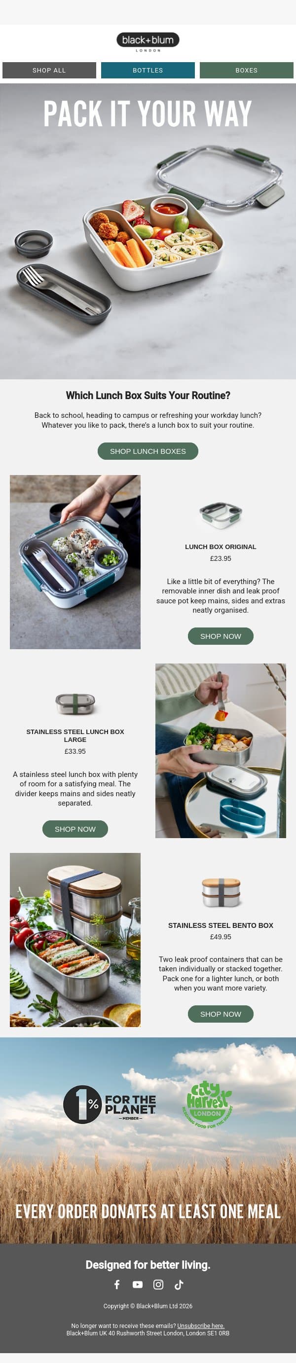 Which one are you packing? email from Black+Blum screenshot