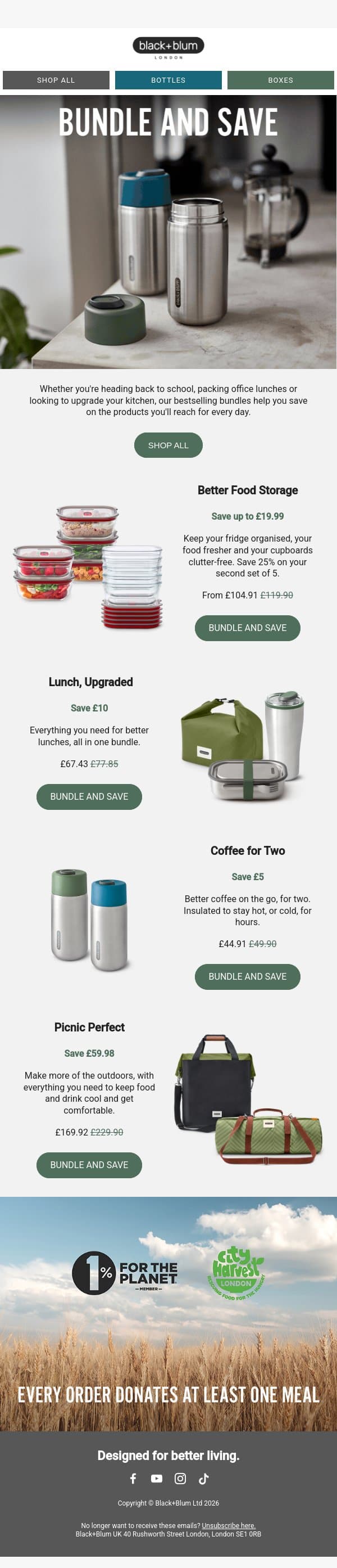 Good things come in bundles email from Black+Blum screenshot