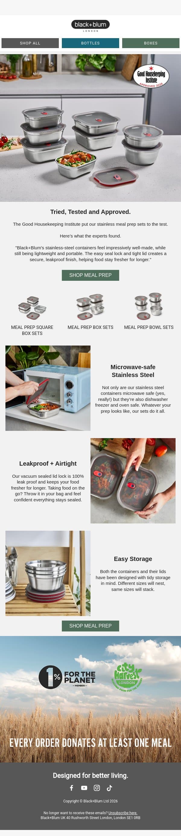 Good Housekeeping Institute approved email from Black+Blum screenshot