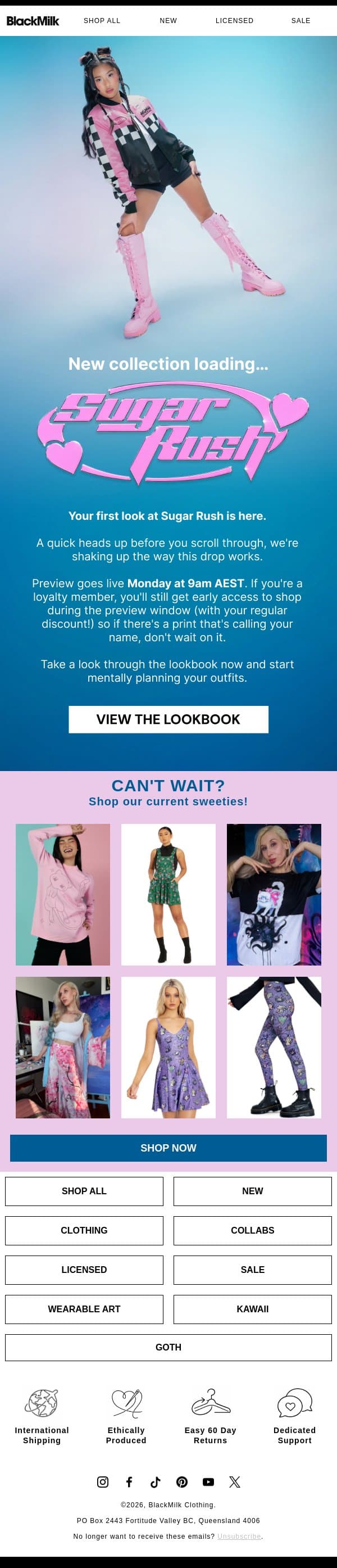 ๐ First Look: Sugar Rush email from BlackMilk Clothing screenshot