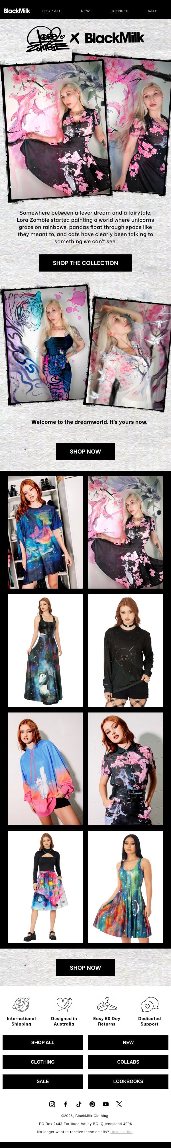 Lora Zombie Is Here 🌸🦇 email from BlackMilk Clothing screenshot