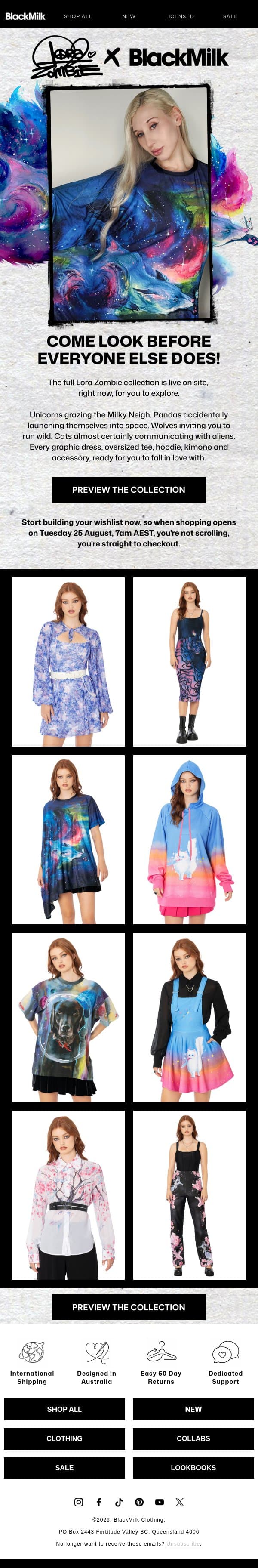 Lora Zombie | PREVIEW NOW 🌸 email from BlackMilk Clothing screenshot