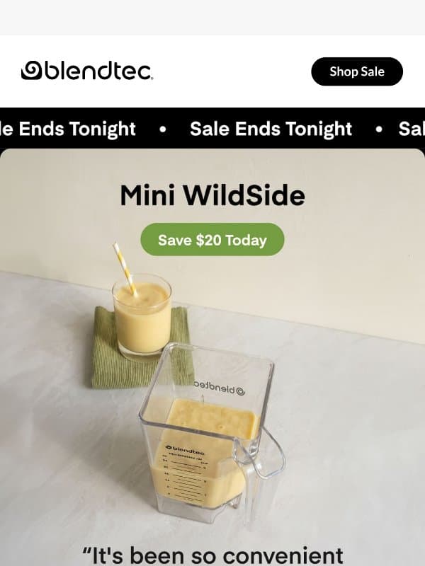 Our Mini Sale Ends Tonight! email from Blendtec