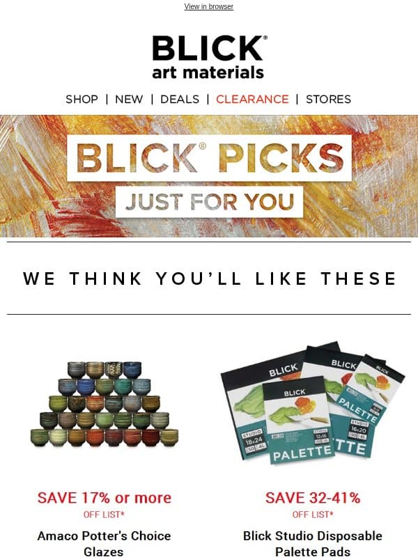 Fall Into Something New ✨ email from Blick Art Materials