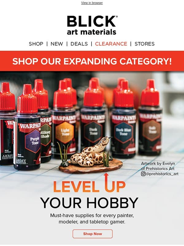 Your Next Hobby Starts Hereπ email from Blick Art Materials