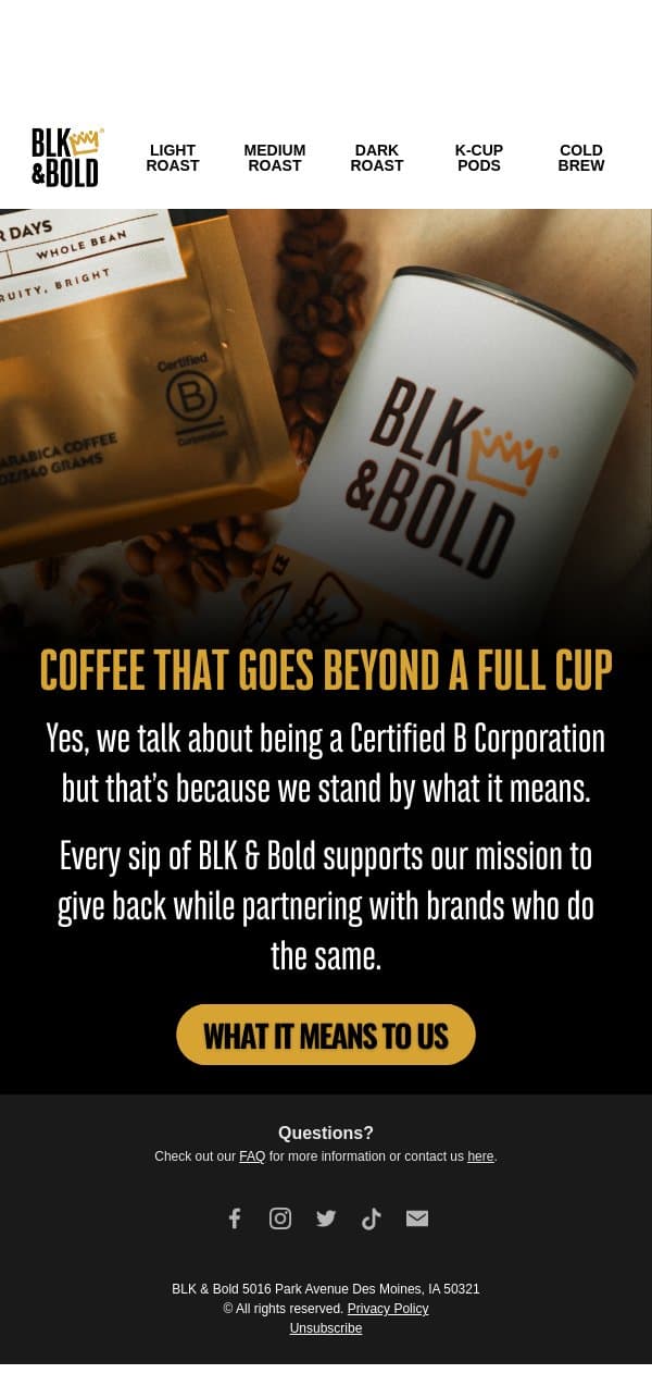 Business as a Force for Good☕🤝 email from BLK & Bold Specialty Roastery screenshot