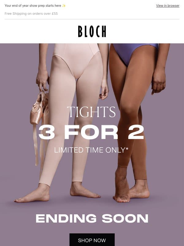 Only 3 days left | 3 for 2 on tights! email from Bloch