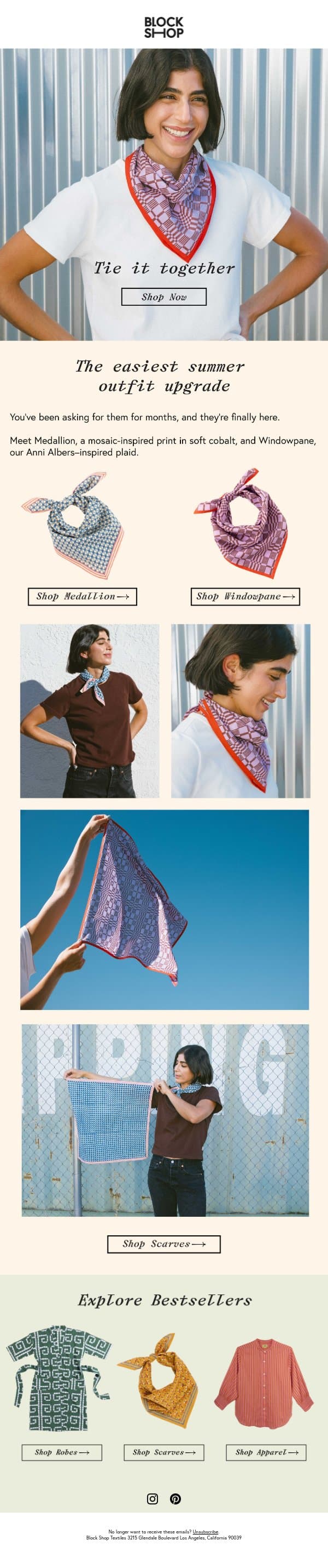 Meet your new favorite bandanas email from Block Shop Textiles screenshot
