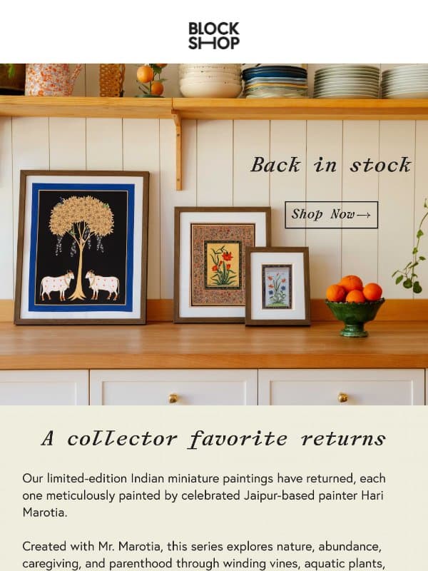 Sold out Indian Miniature Paintings are back email from Block Shop Textiles