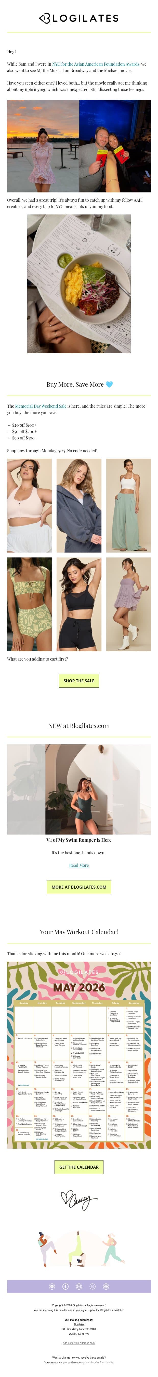 Wanna save up to $90?! πποΈ email from Blogilates screenshot