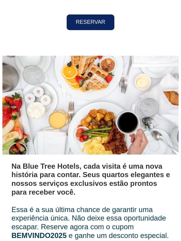 Última chance para garantir sua reserva na Blue Tree Hotels! email from Blue Tree Hotels