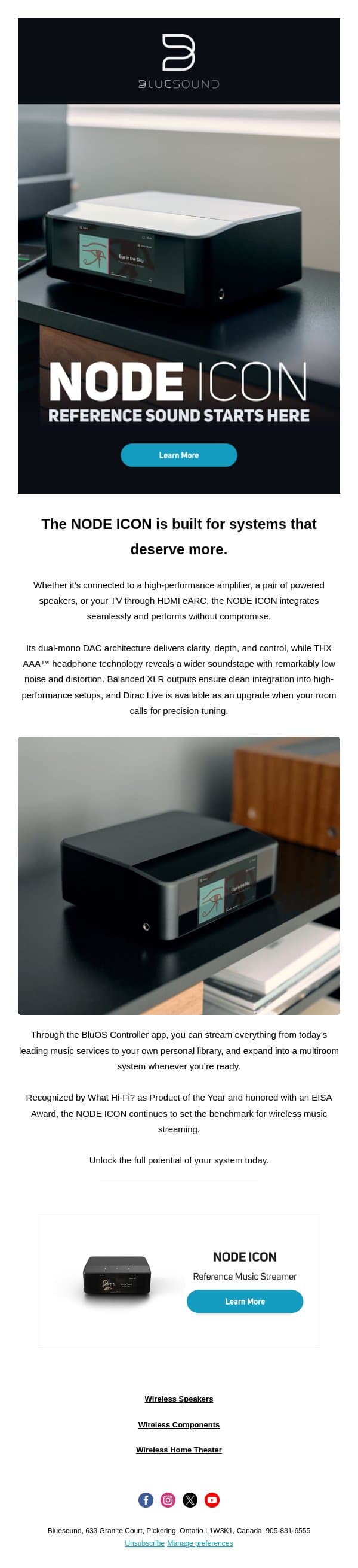Elevate Your System with the NODE ICON email from Bluesound screenshot