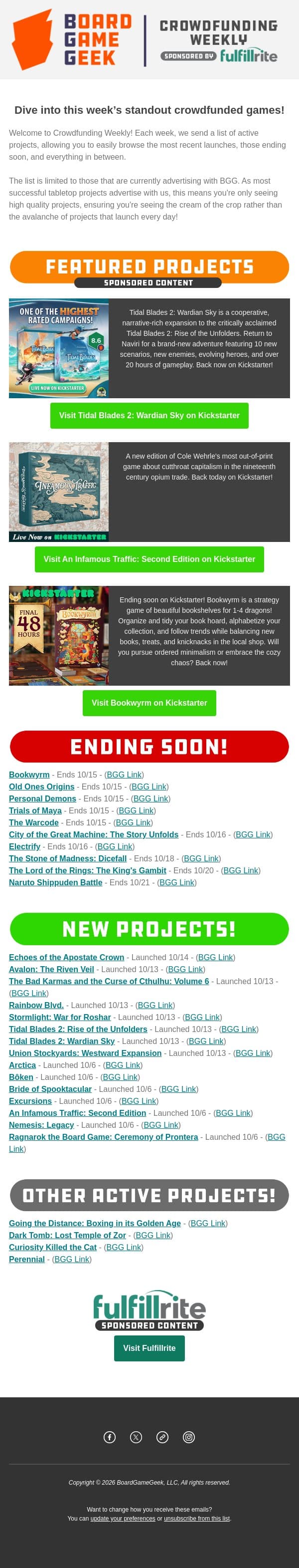 BoardGameGeek Crowdfunding Weekly - Epic Adventures, the Weight of History…and a Dragon’s TBR Pile email from Board Game Geek screenshot