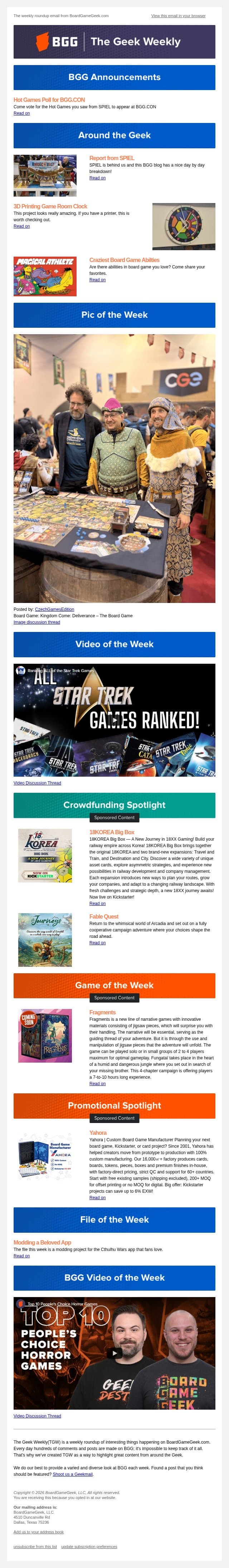 Happy Halloween! – The Geek Weekly Issue #641 email from Board Game Geek screenshot