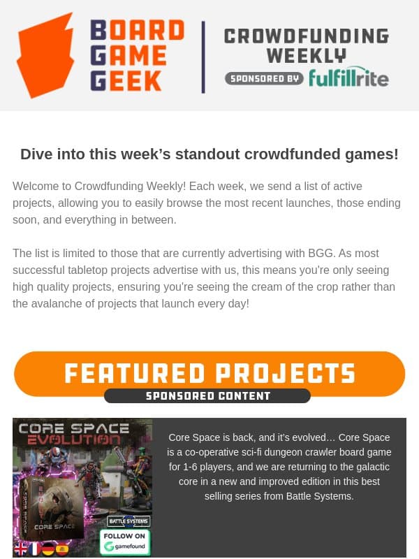 BoardGameGeek Crowdfunding Weekly - Complete the Mission. Crack the Code. email from Board Game Geek