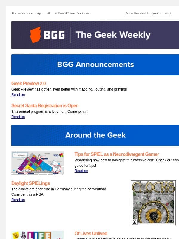 Time for SPIEL – The Geek Weekly #640 email from Board Game Geek