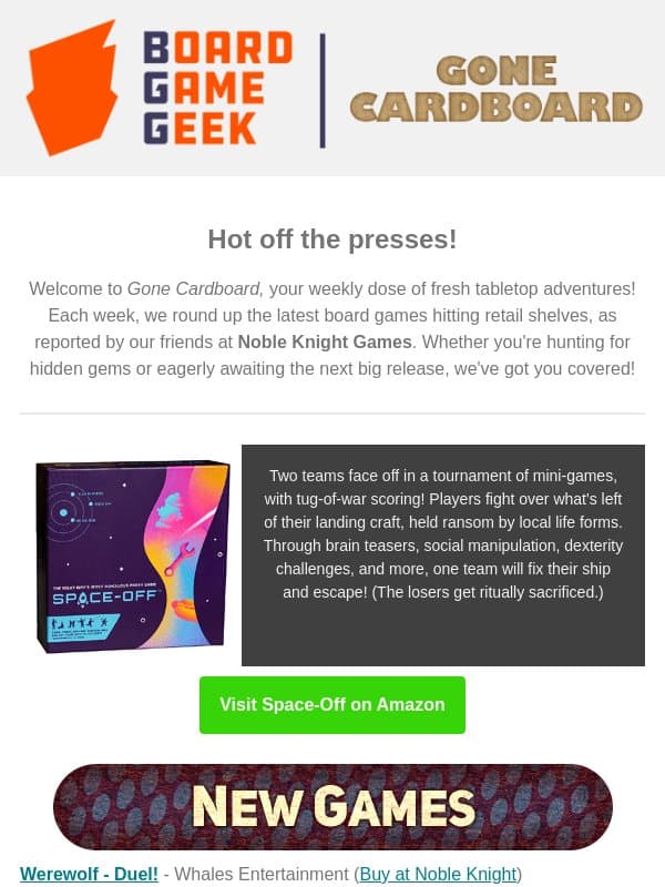 BGG Gone Cardboard - New Game Releases Aug 4th - Aug 10th! email from Board Game Geek