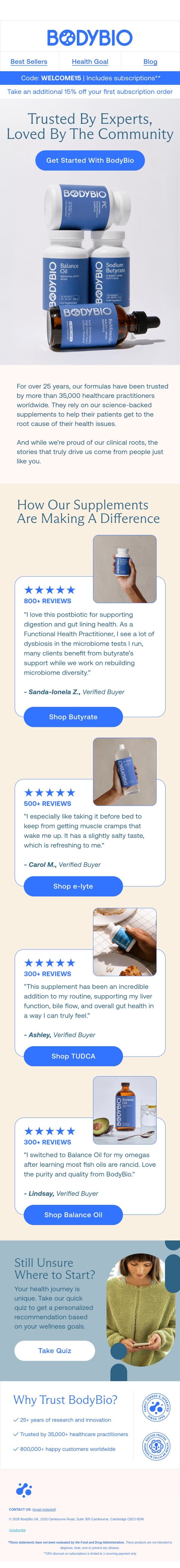 ⭐ Why 800K happy customers trust us email from Body Bio screenshot