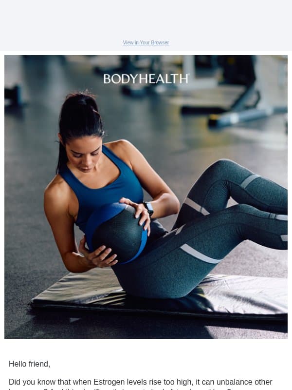 Raising Metabolism: Estrogen, Thyroid, Testosterone & Progesterone email from BodyHealth PerfectAmino Electrolytes