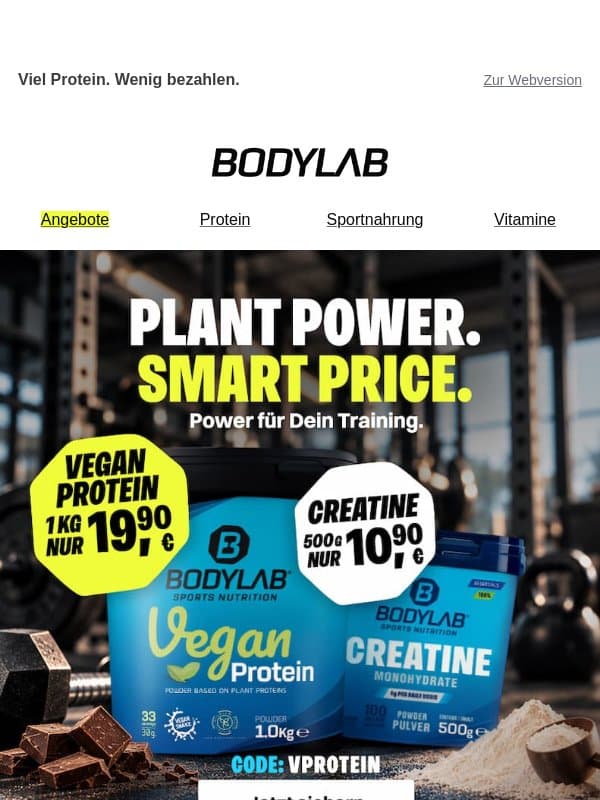 19,90 € für 1 kg Protein. Klingt gut, oder? 🔥 email from Bodylab24